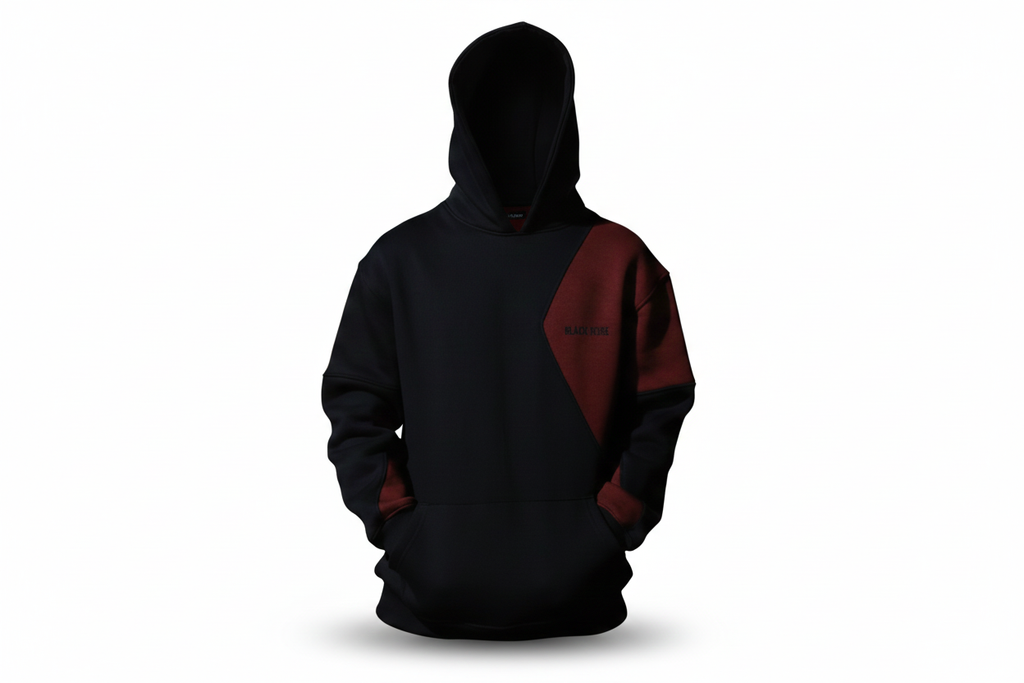 Black Rose Split Panel Hoodie